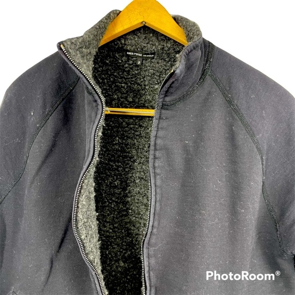 James Perse wool fleece lined zip front sweatshirt jacket 2 Med - Picture 2 of 5